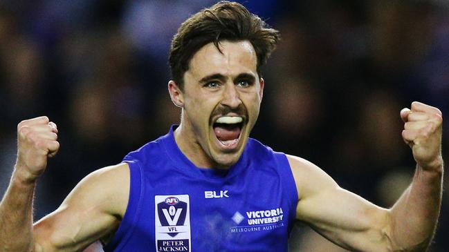 Nick Jamieson of Footscray celebrates a goal during the VFL grand final in 2016. Photo: Michael Dodge/AFL Media/Getty Images