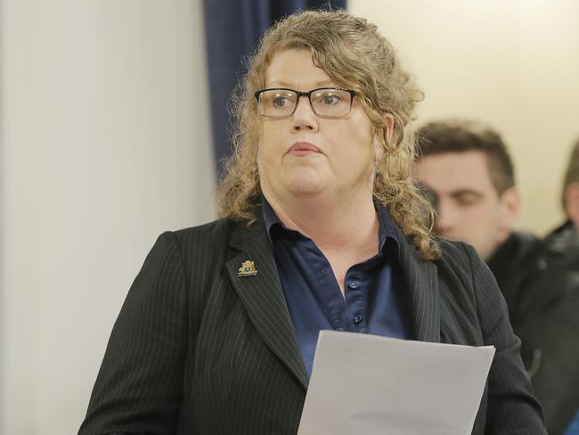 Alderman Anna Reynolds during a Council meeting discussing the Mt Wellington cable car. Picture: MATHEW FARRELL