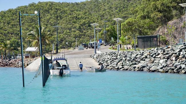 Shute Harbour boat ramp at high tide.