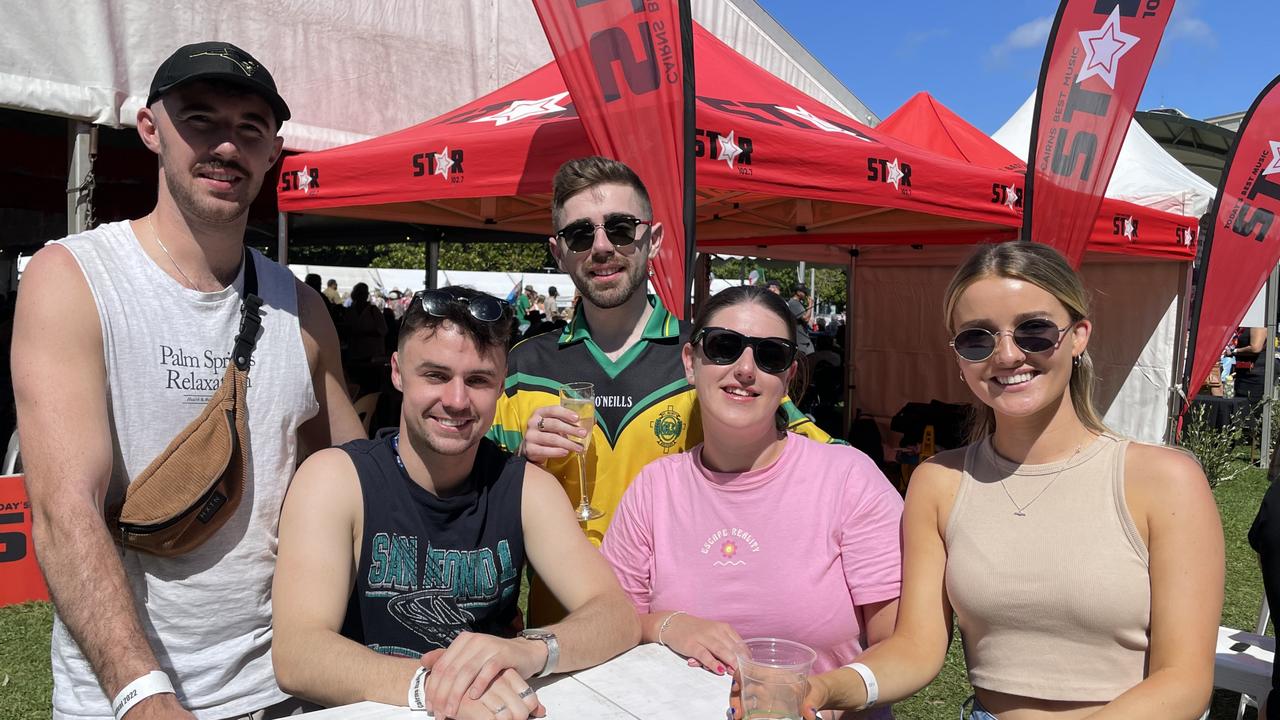 Peter Meenan, Tomas O'Callaghan, Aidan Gittens, Dearbhla Nash and Melissa McCartan at the La Festa - Food and Wine day as part of Cairns Italian Festival at Fogarty Park. Picture: Andreas Nicola