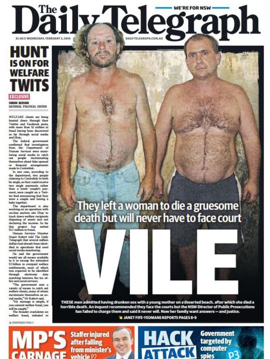 How The Daily Telegraph broke the story of Lynette Daley’s death on Wednesday, February 3, 2016.