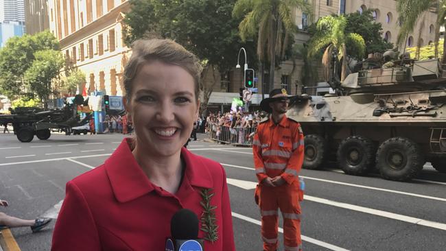 Lauren Day, LNP candidate for Maiwar, working as a reporter for Ten.