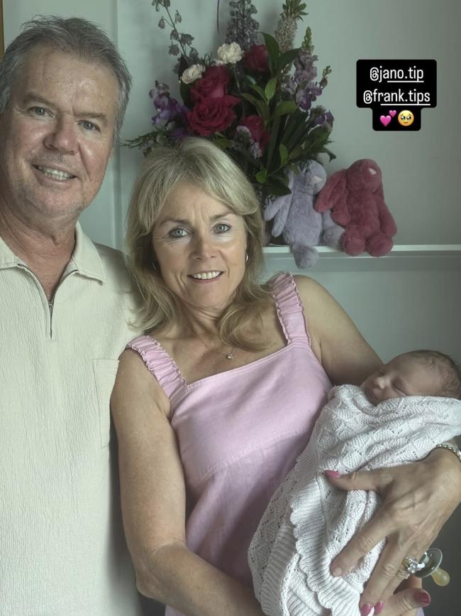 Gretel Bueta's parents Tony and Janet Tippett with their granddaughter on January 14. Picture: Instagram