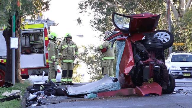 Ms Shaylor’s Mitsubishi Mirage was damaged beyond recognition. Picture: Digicrew Australia