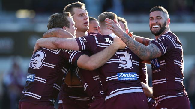 The Sea Eagles are a happy family once again. Picture: Jason McCawley/Getty Images