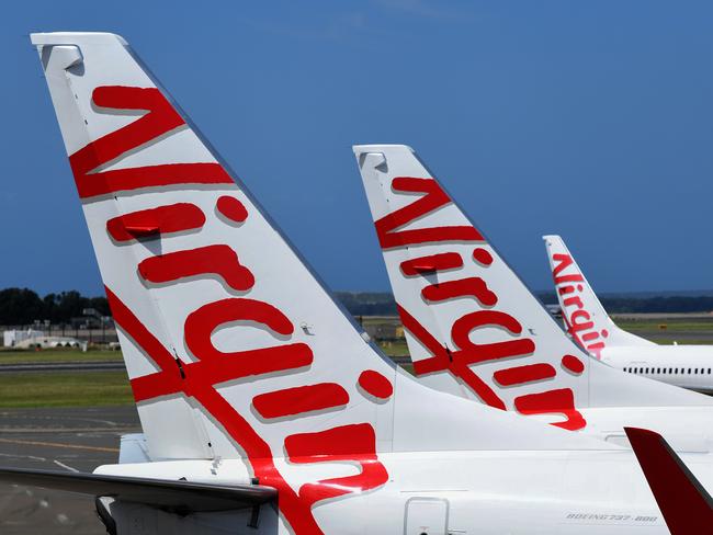 Virgin Australia aircraft on the tarmac at Sydney Domestic Airport. Picture: NewsWire/Bianca De Marchi