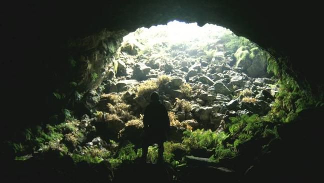 A man explores caves at Mount Napier. Picture: Matt Francey