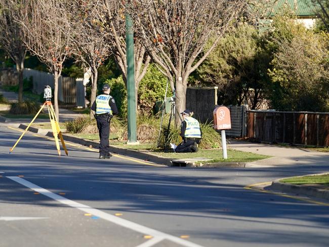 Police investigating serious accident scene where a car struck a pedestrian on Adelaide Rd, Murray Bridge Wednesday July 10, 2019 - Picture MIKE BURTON/AAP