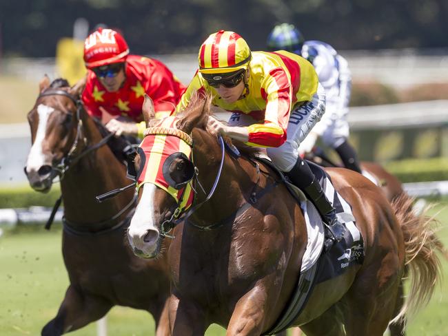 Jockey Koby Jennings rides Quackerjack to win race 1, the New Years Day at Royal Randwick Plate during Royal Randwick Race Day at Royal Randwick Racecourse, Sydney, Saturday, December 30, 2017. (AAP Image/Craig Golding) NO ARCHIVING, EDITORIAL USE ONLY