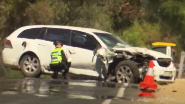 A father who was driving his two young children to school has been killed in a horrific head-on crash at Craigmore., The man behind the wheel of the other car has been arrested and charged with causing death by dangerous driving. Picture: 7NEWS