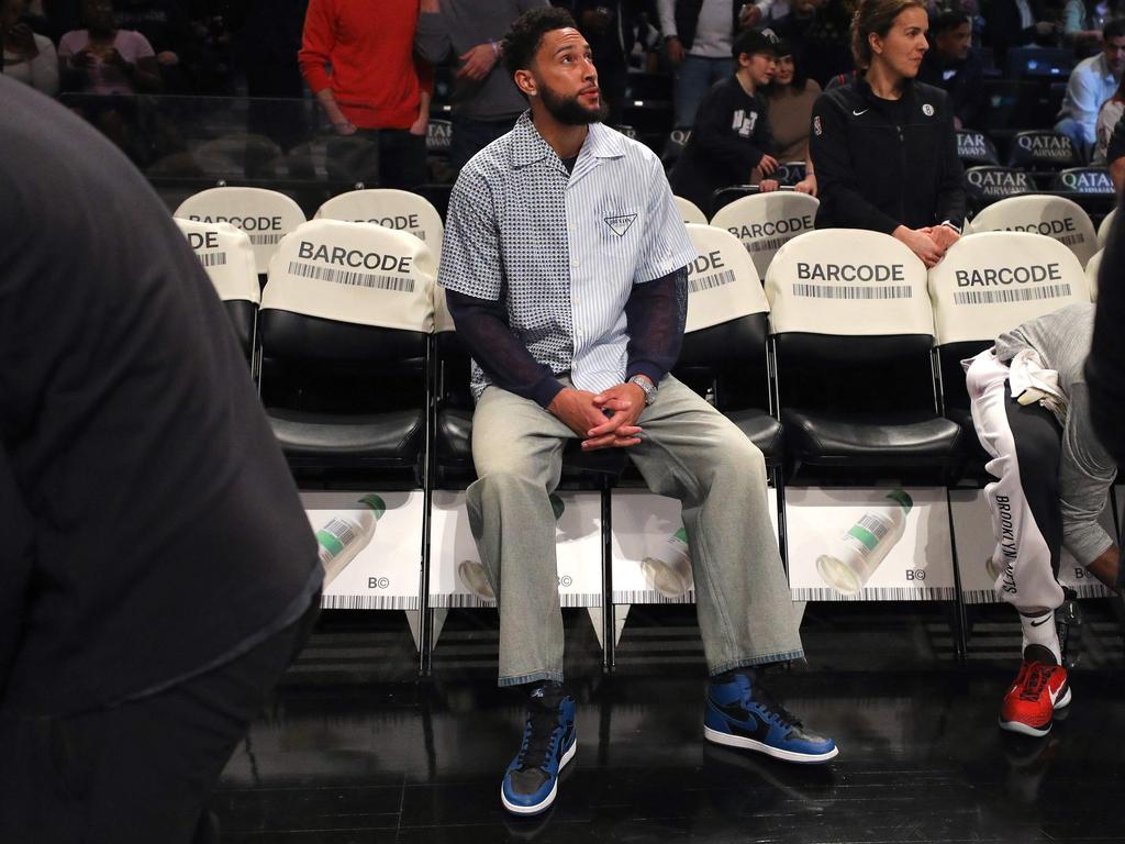 Ben Simmons on the Brooklyn Nets bench. Picture: Getty Images via AFP