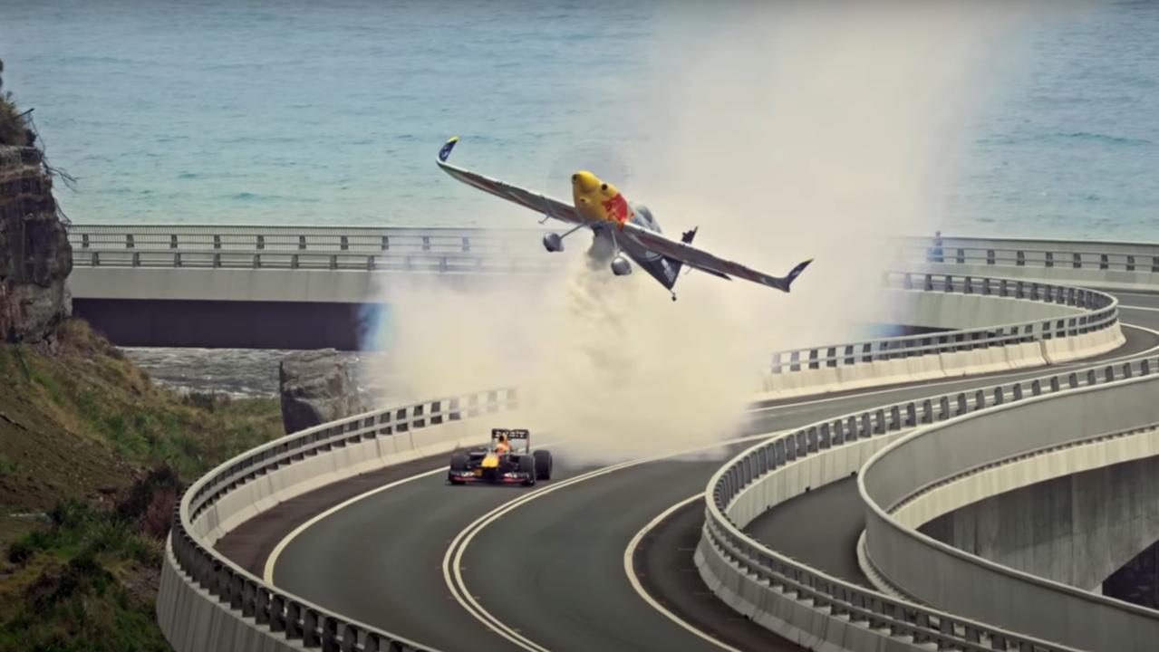 Matt Hall flies over Ricciardo. YouTube