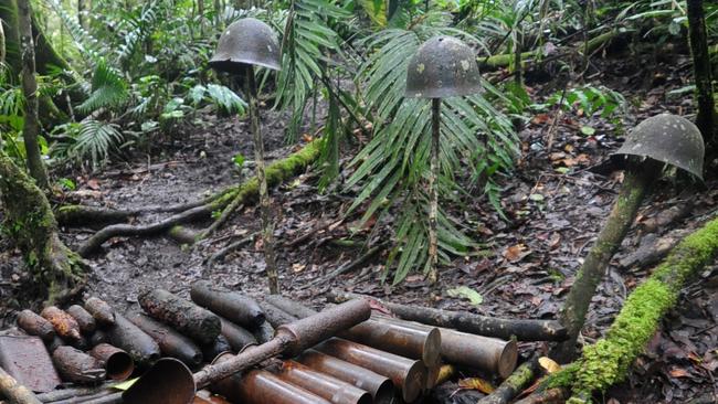 Japanese memorial at Eora Creek along the Kokoda Trail. Picture: Evan Morgan