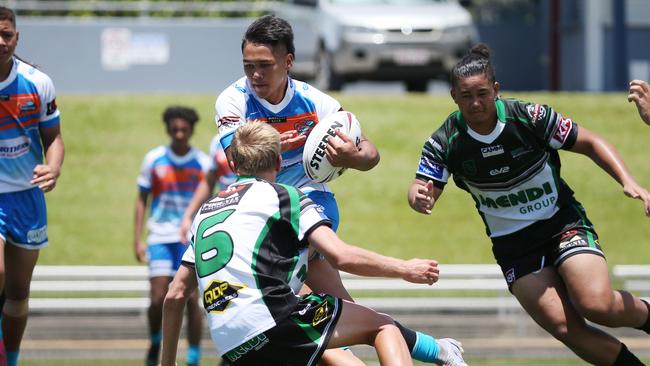 Pride's Taakoi Benioni cuts through the field in the Queensland Rugby League (QRL) Under 16 years match between the Northern Pride and the Townsville Blackhawks, held at Barlow Park in 2021. Picture: Brendan Radke