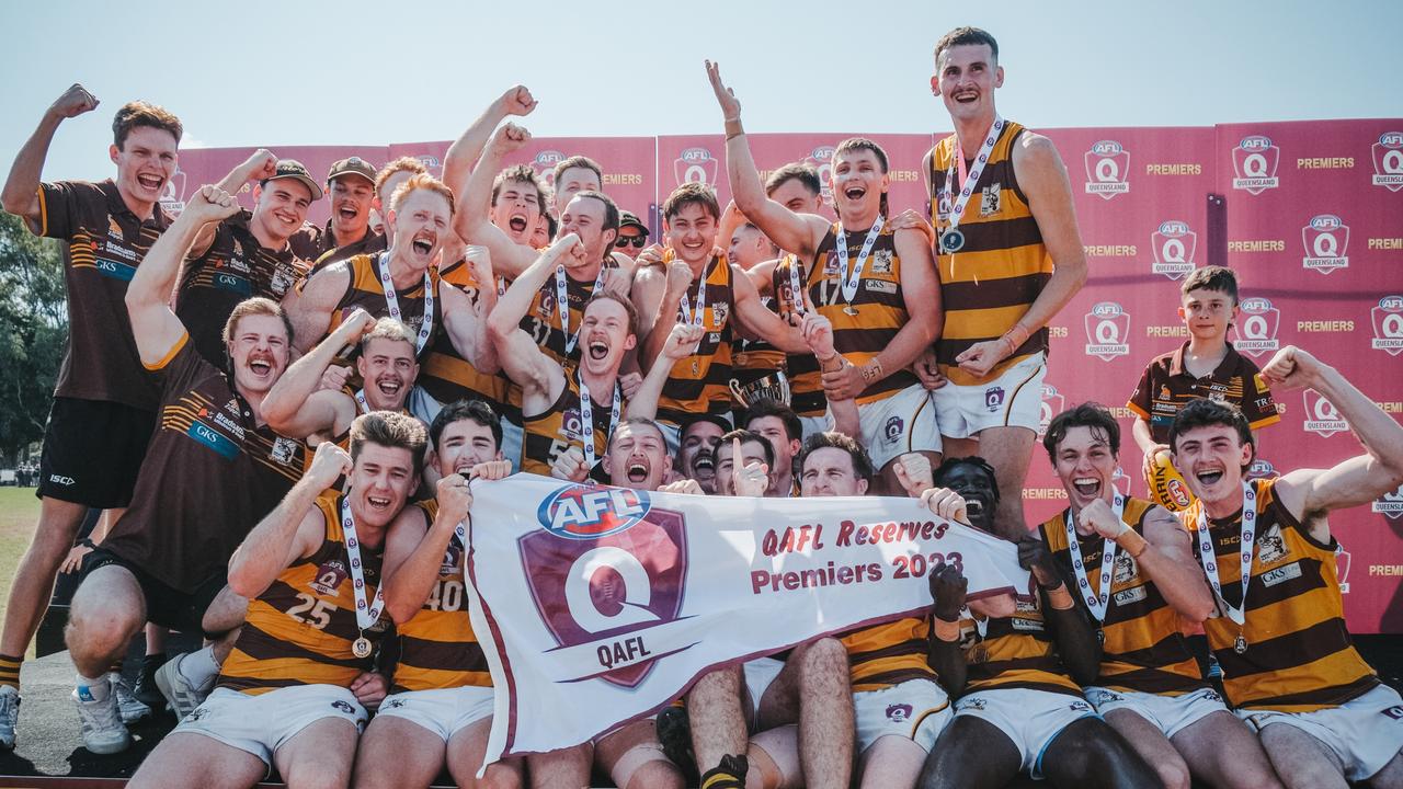 Aspley Hornets won the Reserves grand final for the QAFL. Picture: Clyde Scorgie.