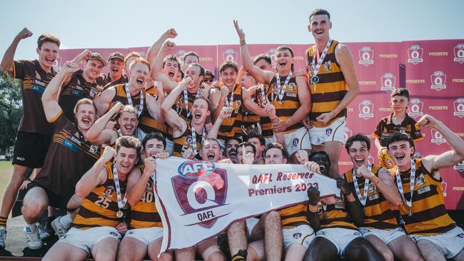 Aspley Hornets won the Reserves grand final for the QAFL. Picture: Clyde Scorgie.