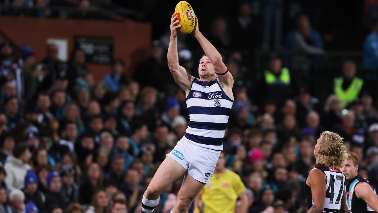 Patrick Dangerfield played out the whole game. Photo by James Elsby/AFL Photos via Getty Images.