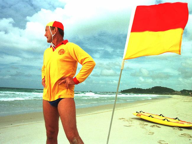 23 Feb 2000 Palm Beach voted Qld Cleanest Beach. Stephen Curtis a lifesaver for 17yrs, outside Palm Beach SLSC. PicAdam/Ward. awards flags flag beaches tourism travel Gold Coast