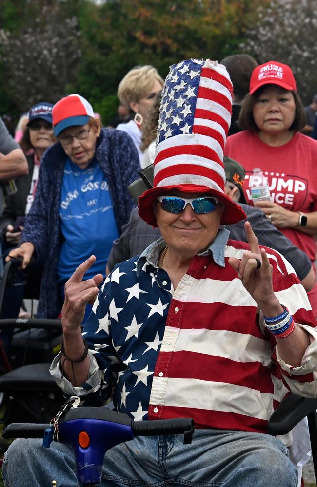 Supporters of Donald Trump arrive for a campaign rally at Gastonia Municipal Airport in Gastonia, North Carolina. Picture: AFP