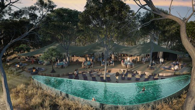 Pandana with its boomerang shaped pool – the new nature-based eco-tourism resort planned for South Stradbroke Island.