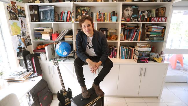 Novelist Trent Dalton at his home, with his notes for his latest novel, in The Gap, Brisbane. Picture: Lyndon Mechielsen/The Australian