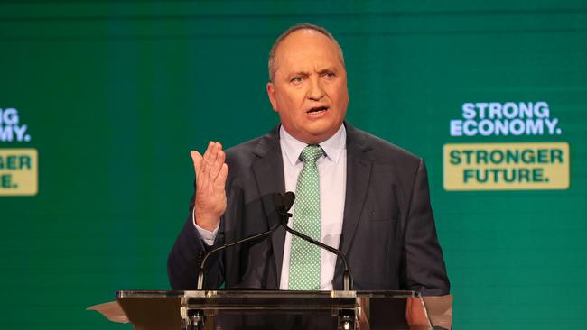 Deputy Prime Minister Barnaby Joyce referred to a large group of protesters gathered outside the convention centre “raving banshees" Picture: Jason Edwards