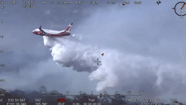 In a world first Gaia, the Boeing 737 Large Air Tanker, was used in the Hunter Valley on Thursday.