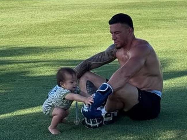Sonny Bill Williams spotted with his son Mohammad. Credit: Supplied.