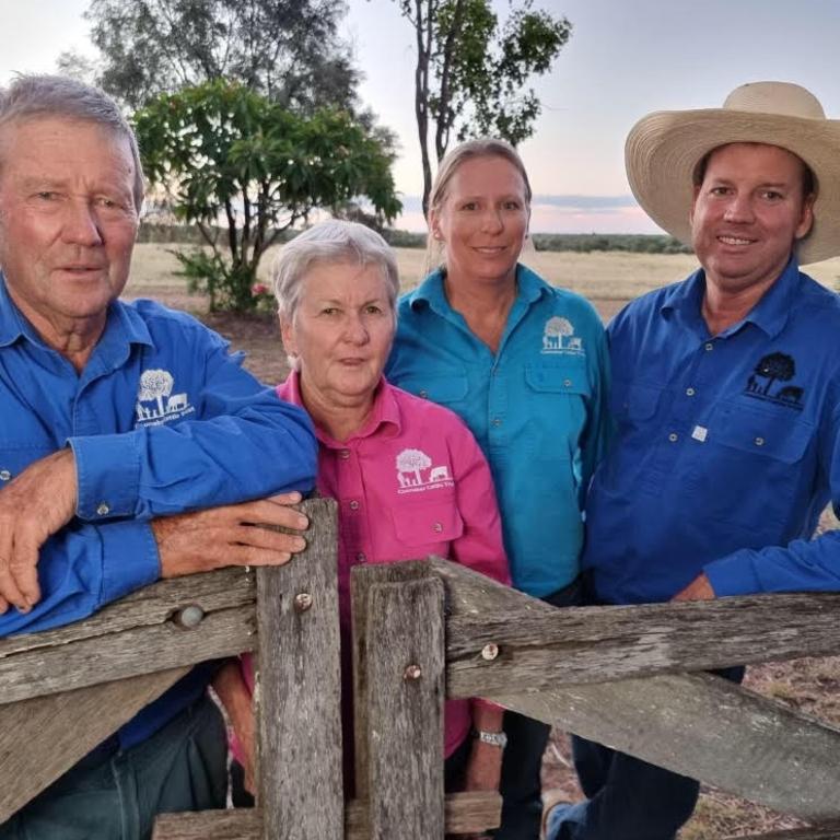 Cameron Gibson (right) alongside his family who received a knock on the door from gas companies regarding potential test wells on the property. Picture: Kent Murray