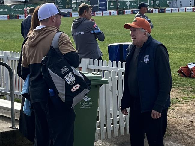 Steve Mortimer (right) attended NSW Blues training on Wednesday. Picture: Fatima Kdouh