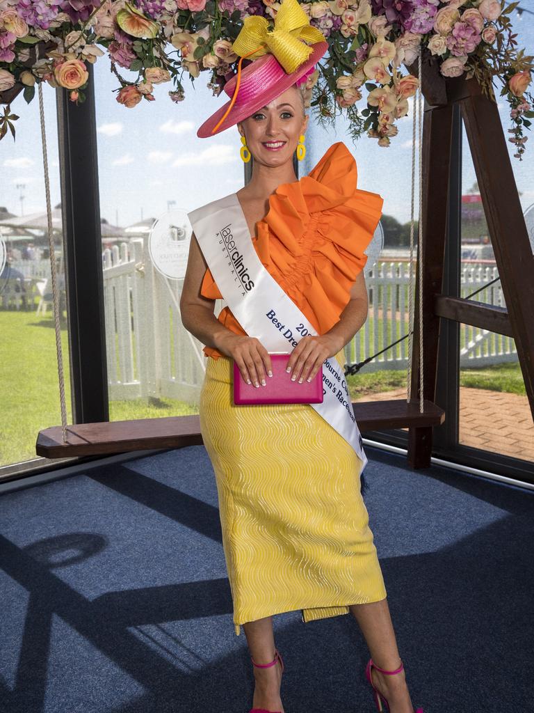 Melbourne Cup race day at Clifford Park racecourse fashions on the field winner Rebecca Jane. Picture: Kevin Farmer