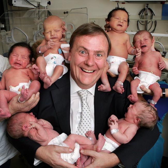 Then treasurer Peter Costello champions his baby bonus in 2005.