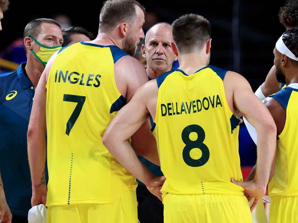 Coach Brian Goorjian in action during the Australia V Nigeria basketball game at Saitama Super Arena at the Tokyo 2020 Olympics. Pics Adam Head