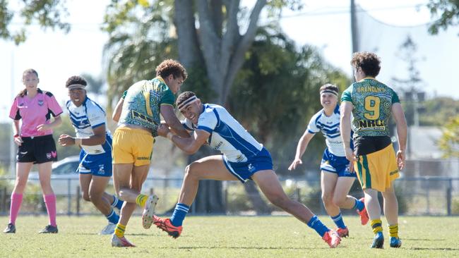 Ignatius Park College and Kirwan State High School teams take on St Brendanâ€™s College Yeppoon teams in Queensland state rugby league semi finals at Mackay on Wednesday, August 24, 2022.