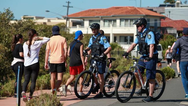 Police officers Antonio Spagnuolo and Matt Fuller patrol the Bay Run. Picture:Justin Lloyd