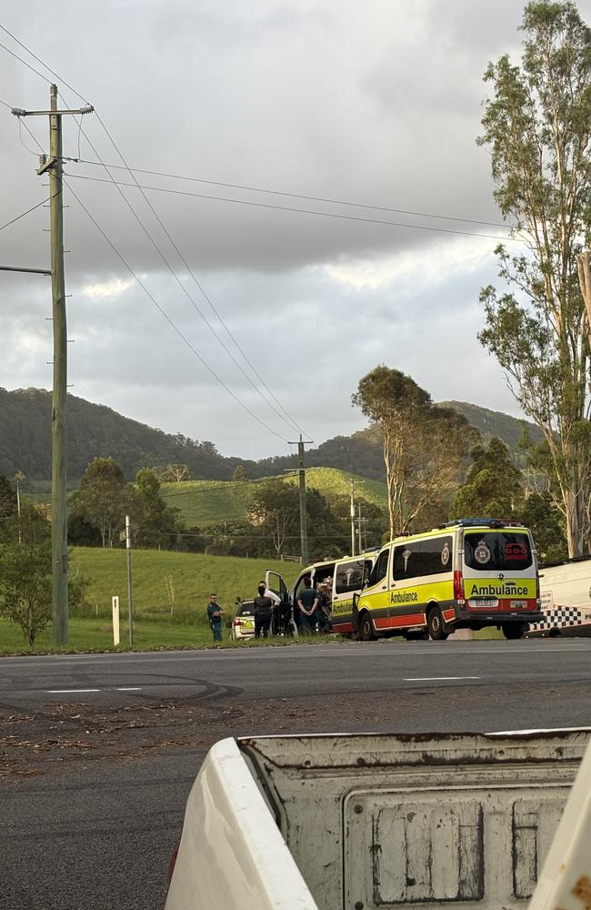 Emergency crews at Eerwah Vale on Thursday afternoon. Picture: Jarrod Tutbury