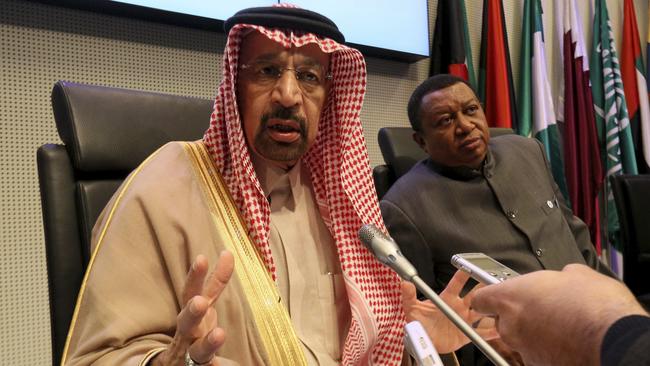 Saudi Arabia’s Khalid Al-Falih at the OPEC meeting. Pic: AP