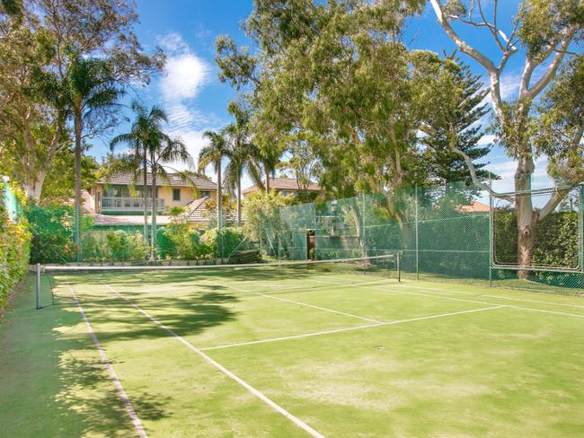 The home, which is situated on 1442sq m of land has a pool and a tennis court.