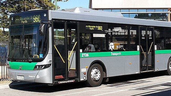 A woman has died after her car crashed with a Transperth bus carrying dozens of schoolchildren. The crash also claimed the life of a dog, who was in the car with the woman. Picture: Supplied