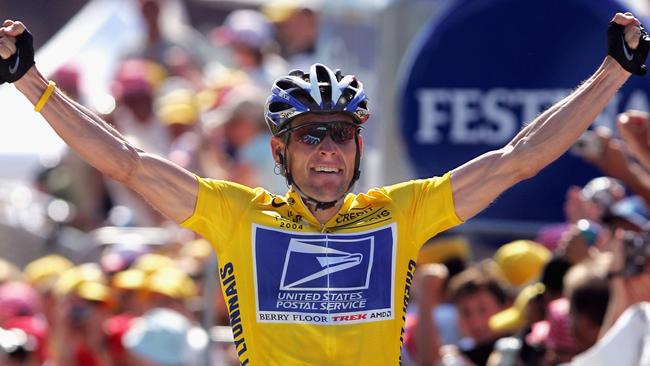 Lance Armstrong celebrating winning stage 17 of the Tour de France in 2004. Picture: Getty Images