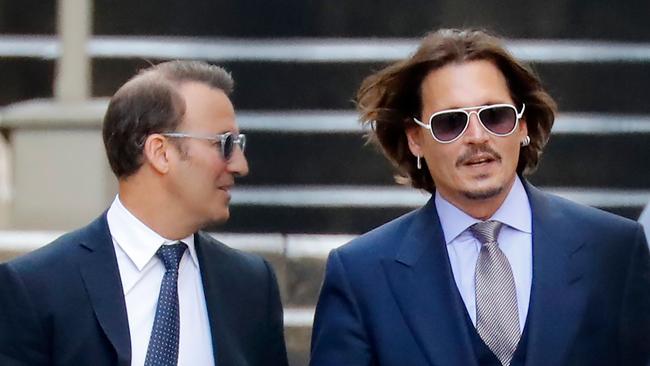 Depp outside the High Court in London. Picture: AFP