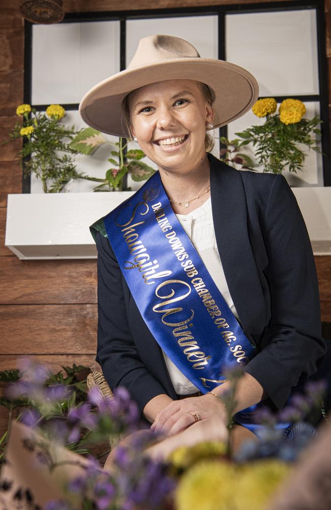 2024 Darling Downs Showgirl Madison Rawlinson of Dalby at the Toowoomba Royal Show, Saturday, April 20, 2024. Picture: Kevin Farmer