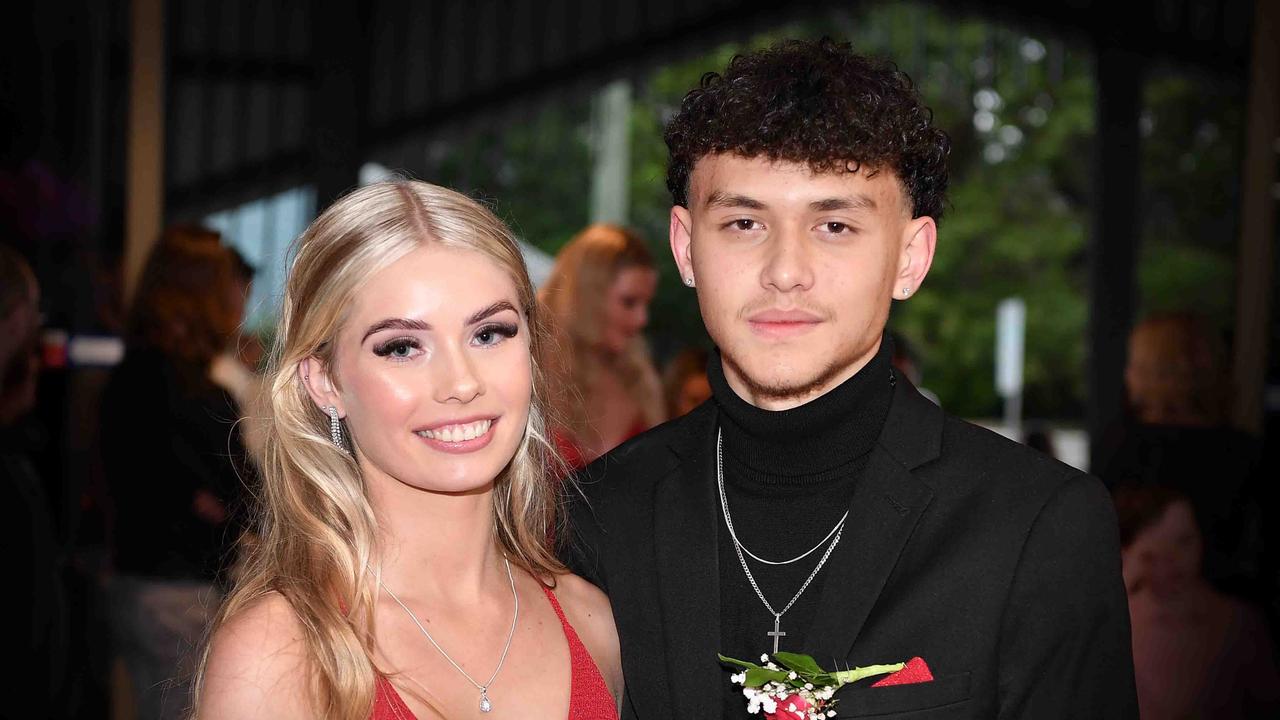 Indi and Cameron at Caloundra State High School formal. Picture: Patrick Woods.