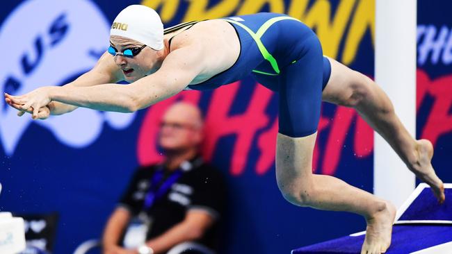 Cate Campbell was slow off the blocks but flew home to win the Women’s 100m Freestyle final during day one of the 2019 Australian National Swimming Championships. Picture: Mark Brake/Getty Images