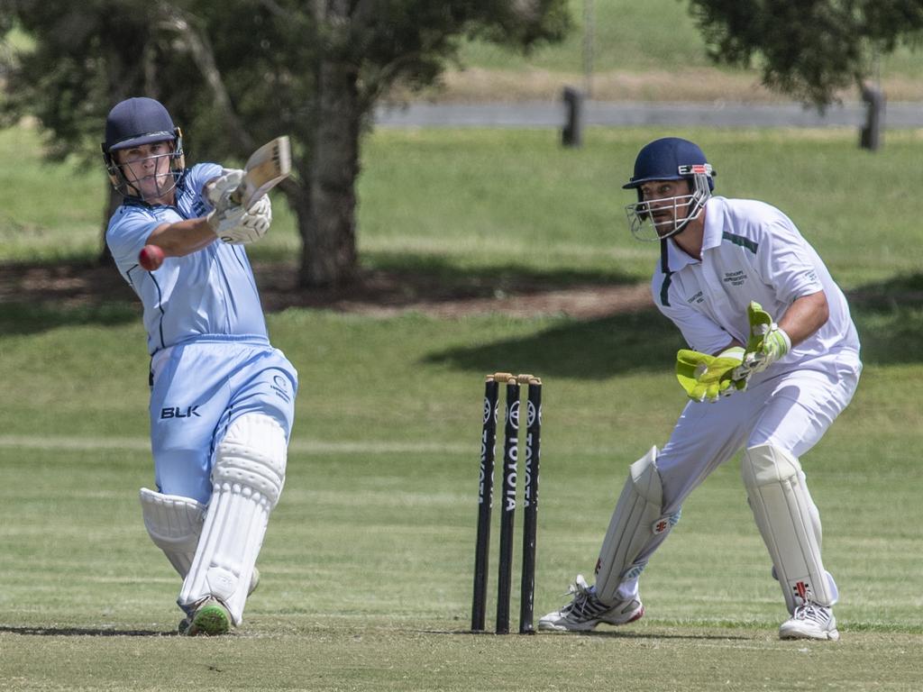 Brandon Walker bats for Toowoomba. Mitchell Shield cricket, Toowoomba Reps vs Stanthorpe. Sunday. 17th Jan 2021