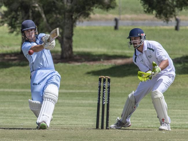 Brandon Walker bats for Toowoomba. Mitchell Shield cricket, Toowoomba Reps vs Stanthorpe. Sunday. 17th Jan 2021