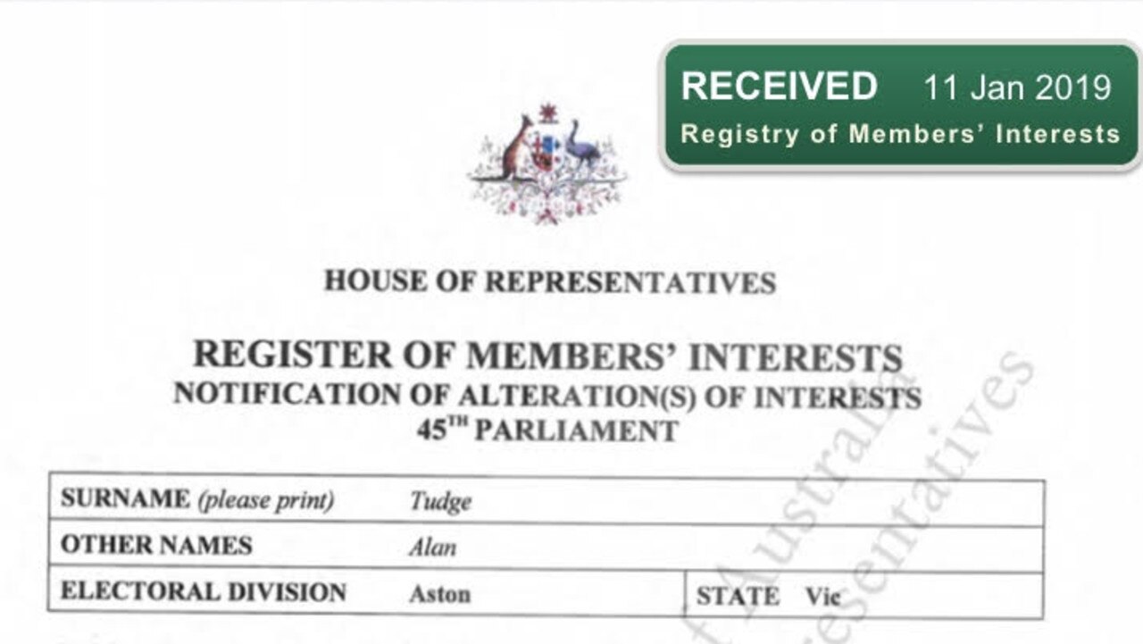 Land title documents show MP Alan Tudge transferred the title of the Vermont home he shared with ex-wife Teri entirely into her name in 2018, but failed to update his register of interests until January 2019.