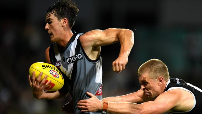 In-form Port Adelaide young gun Connor Rozee in action against the Saints. Picture: Albert Perez/AFL Photos