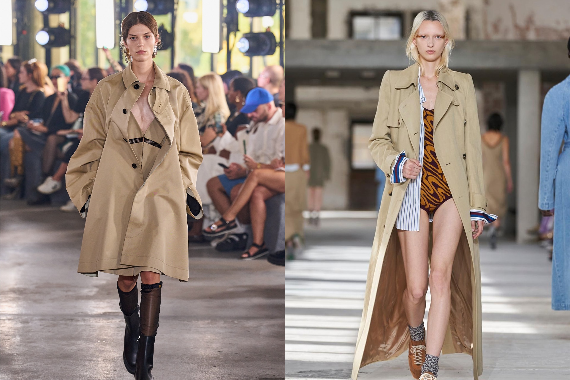 <p><em>Summer variations of the trench coat at Sacai ready-to-wear spring/summer 2024 (left) and Dries Van Noten ready-to-wear spring/summer 2024 (right). Image credits: GoRunway</em></p><p>If Bieber's style choices alone fail to convince you, you need only look to the most recent spring runways to be assured that the trench belongs in your warmer weather wardrobe. At Sacai, midi knee-length trench coats were layered over summery dresses, proving that a slight alteration in the length of a coat can easily transition it from being worthy and accessible in one season to the next.</p><p>On the runway at Dries Van Noten, classic trench coats remained, paired with light, open button ups, shorts, bikinis and one piece swimwear, proving that a kaftan and a robe aren't the only strong contenders for beach to bar coverings.&nbsp;</p><p>If there's anything that marks the current mood when it comes to seasonal dressing, is that there by and large&nbsp;<em>is&nbsp;</em>no definitive answer to seasonal dressing anymore&mdash;the values of personal style, experimentation and boundary-pushing fashion demand an open-minded, trans-seasonal approach to timeless dressing&mdash;and the summer trench coat could very well be the perfect example of a new way of stylishly bending the rules.</p>