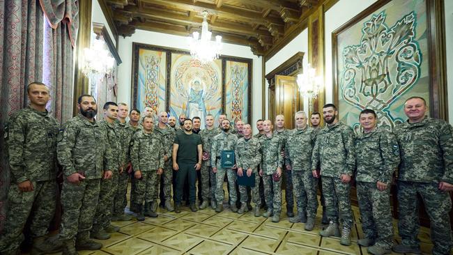 Volodymyr Zelensky marks Tank Troops Day in Kyiv on Thursday. Picture: AFP